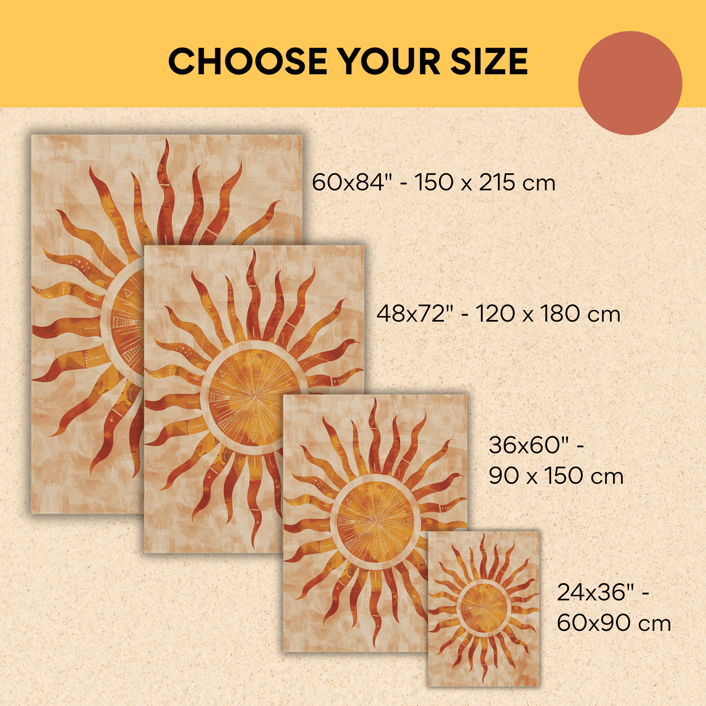 Sunburst Medallion Outdoor Rug — Sandstone Patio Rug