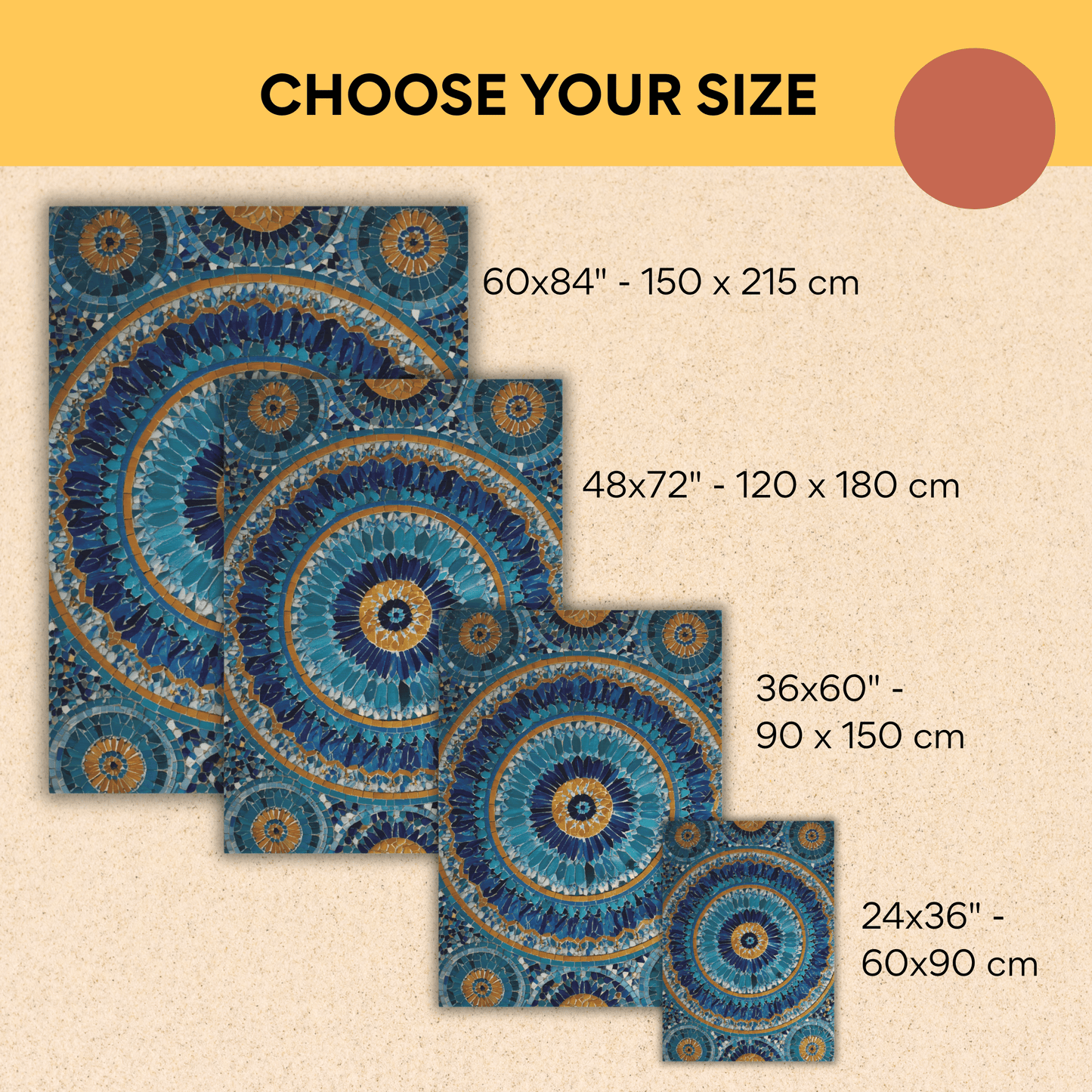Boho Mosaic Medallion Outdoor Rug — Blue Patio Rug