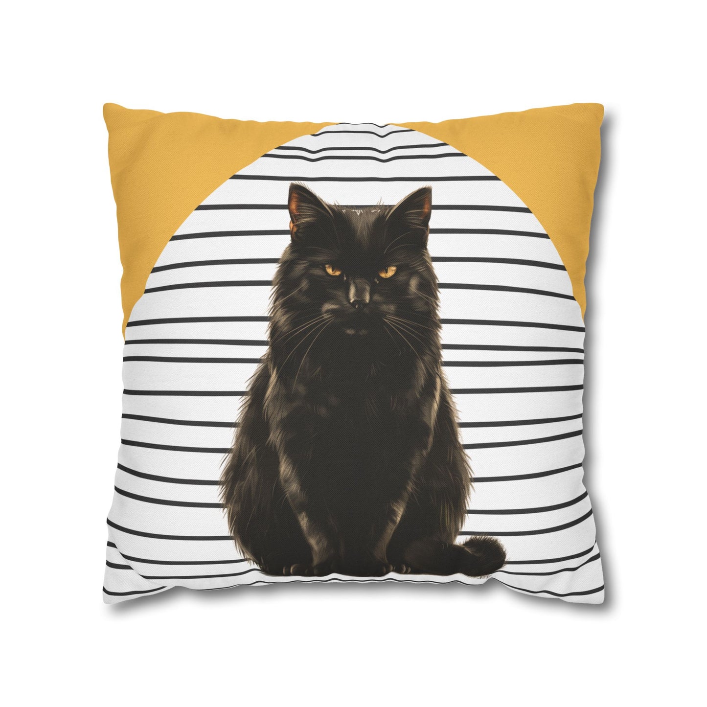 Cat Pillow Cover, Black Cat Cushion, Modern Striped Decorative Throw Pillow