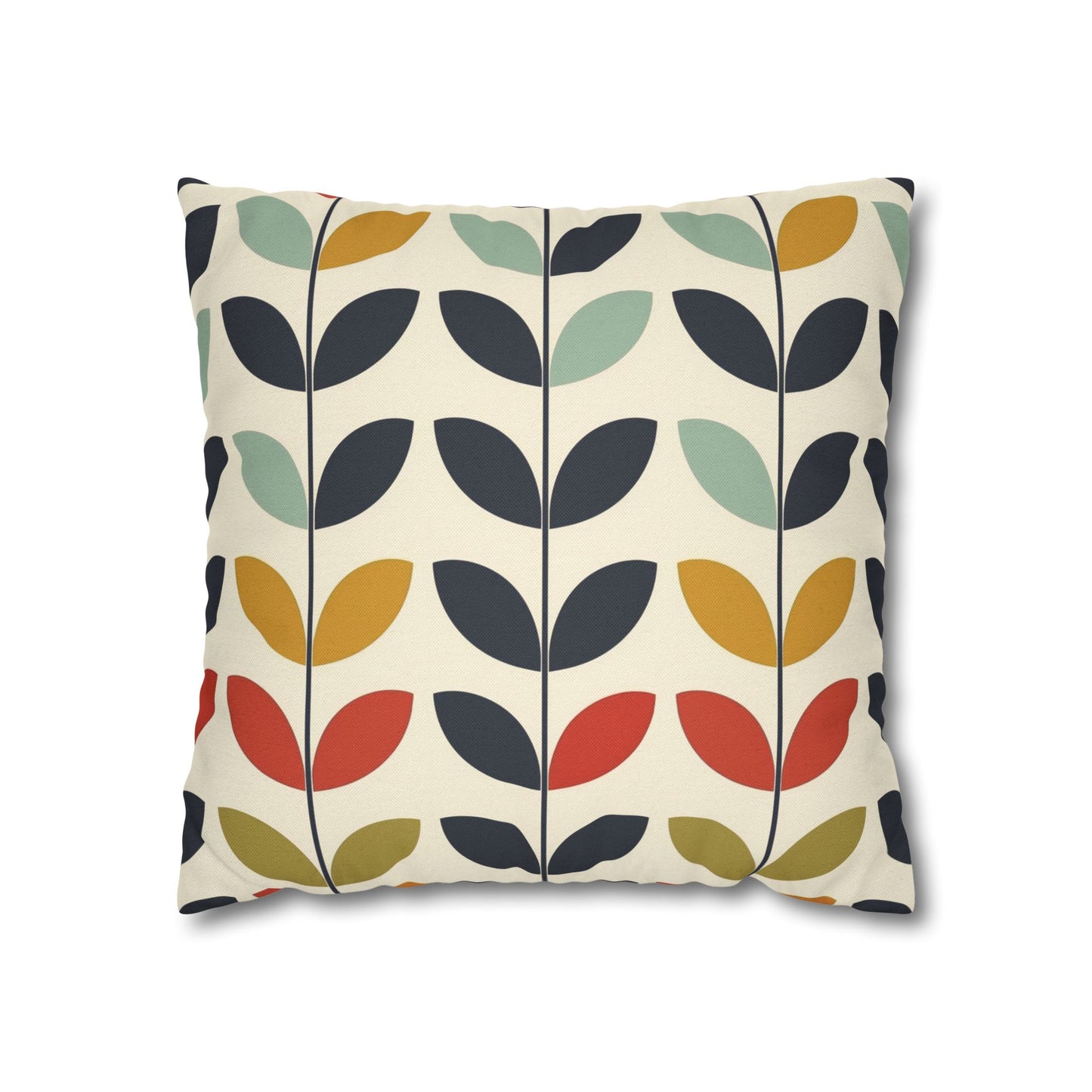 Scandinavian Pillow Cover with Colorful Leaf Pattern
