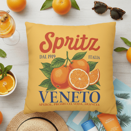 Yellow Pillow Cover with Italian Spritz Citrus Print