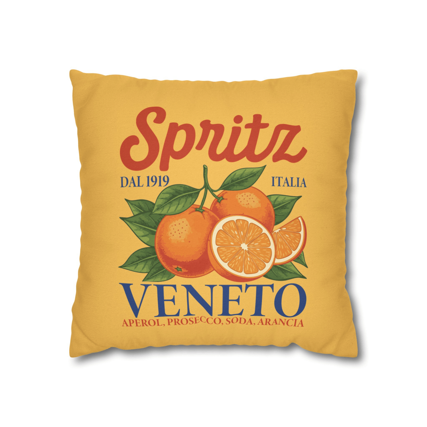 Yellow Pillow Cover with Italian Spritz Citrus Print