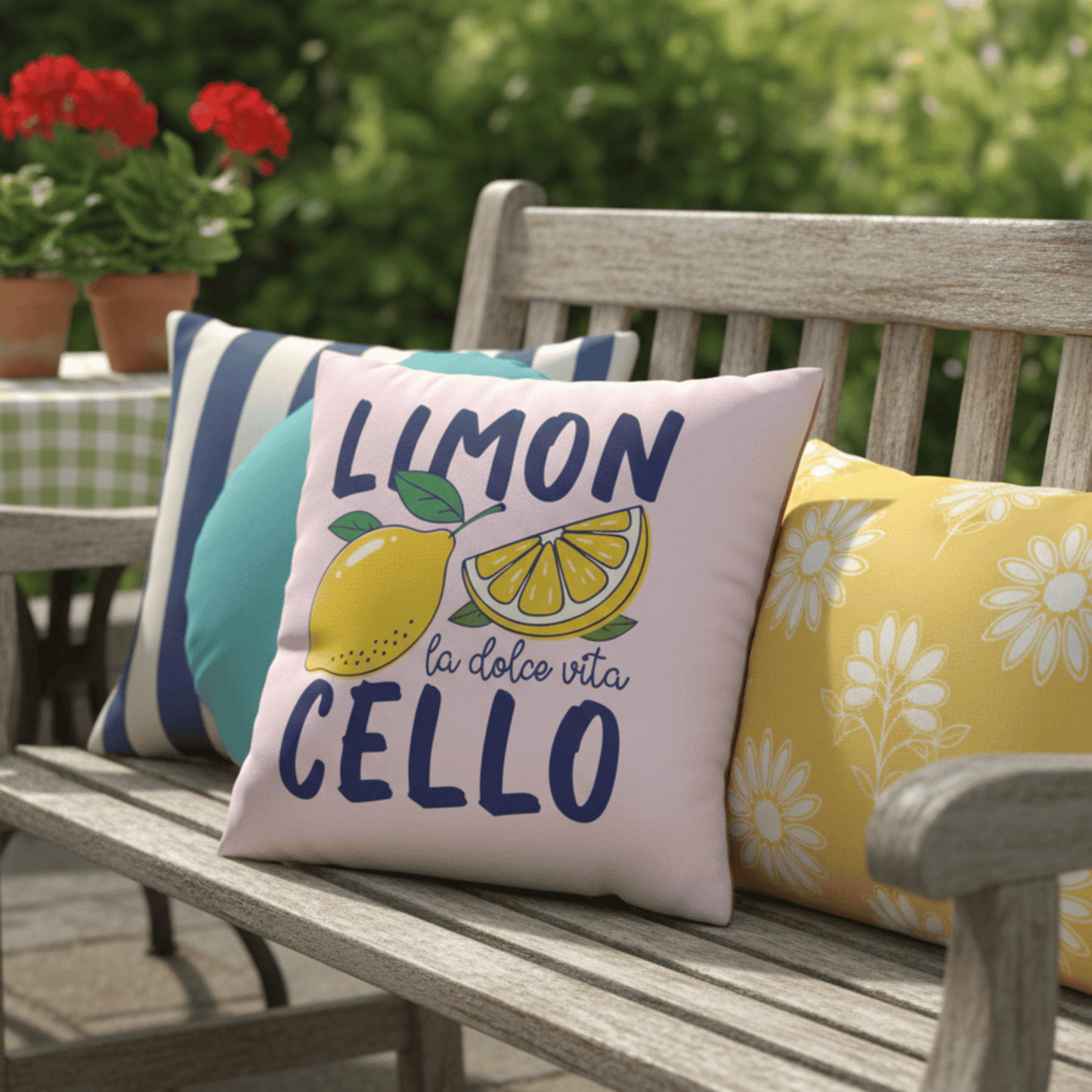 Summer Pillow Cover with Lemon Cello Print
