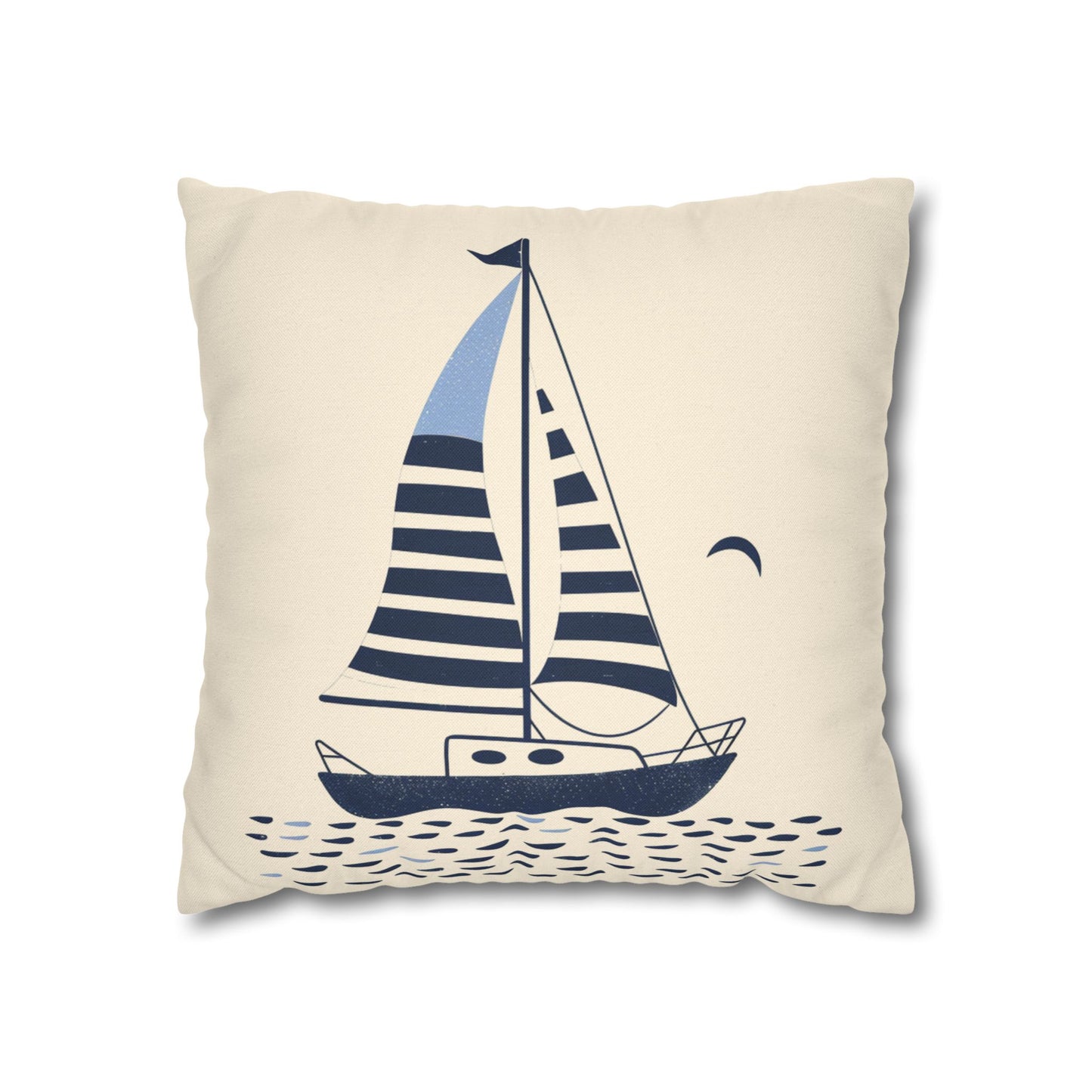 Boat Pillow Cover with Minimal Nautical Sailboat
