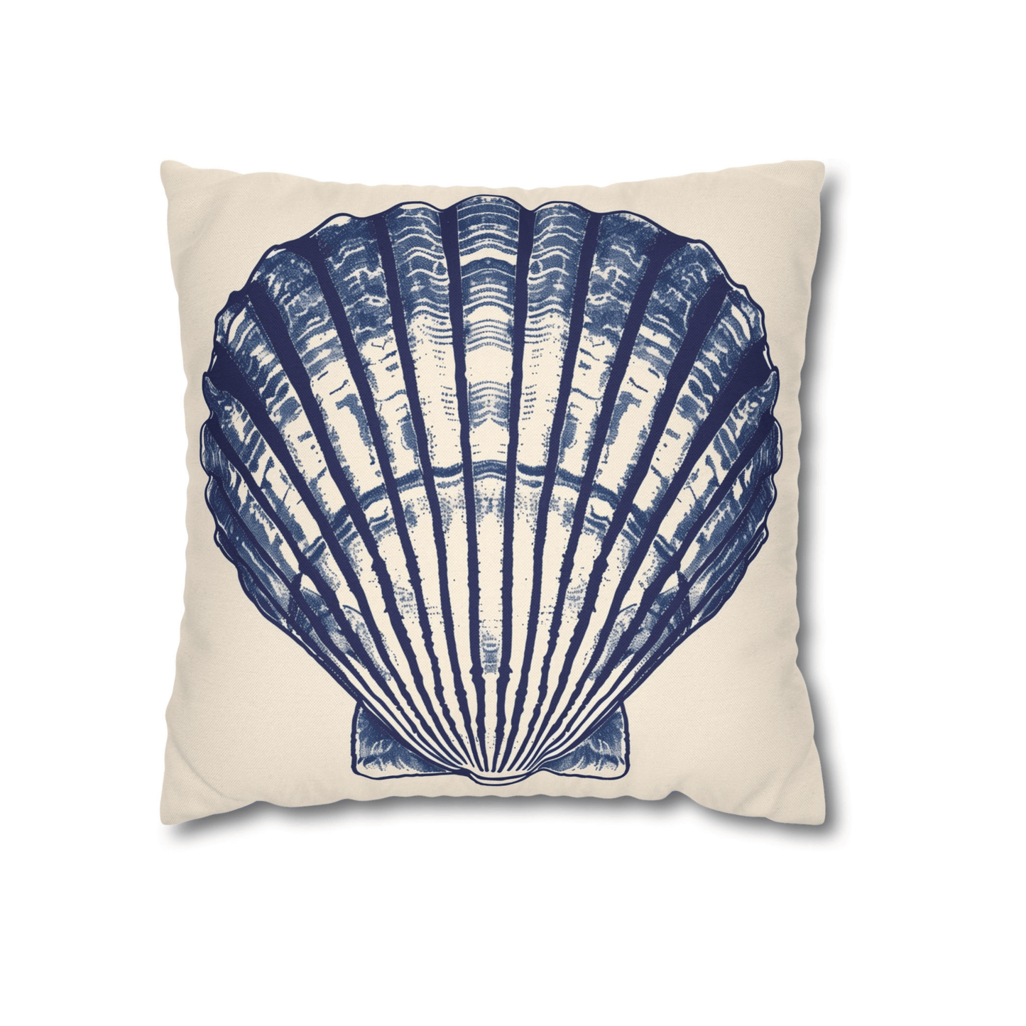 Nautical Blue Pillow Cover with Vintage Shell Print