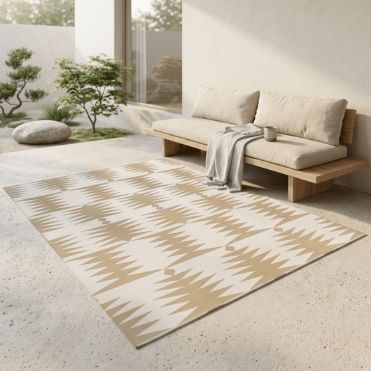 Geometric Sand Outdoor Rug — Modern Patio Rug