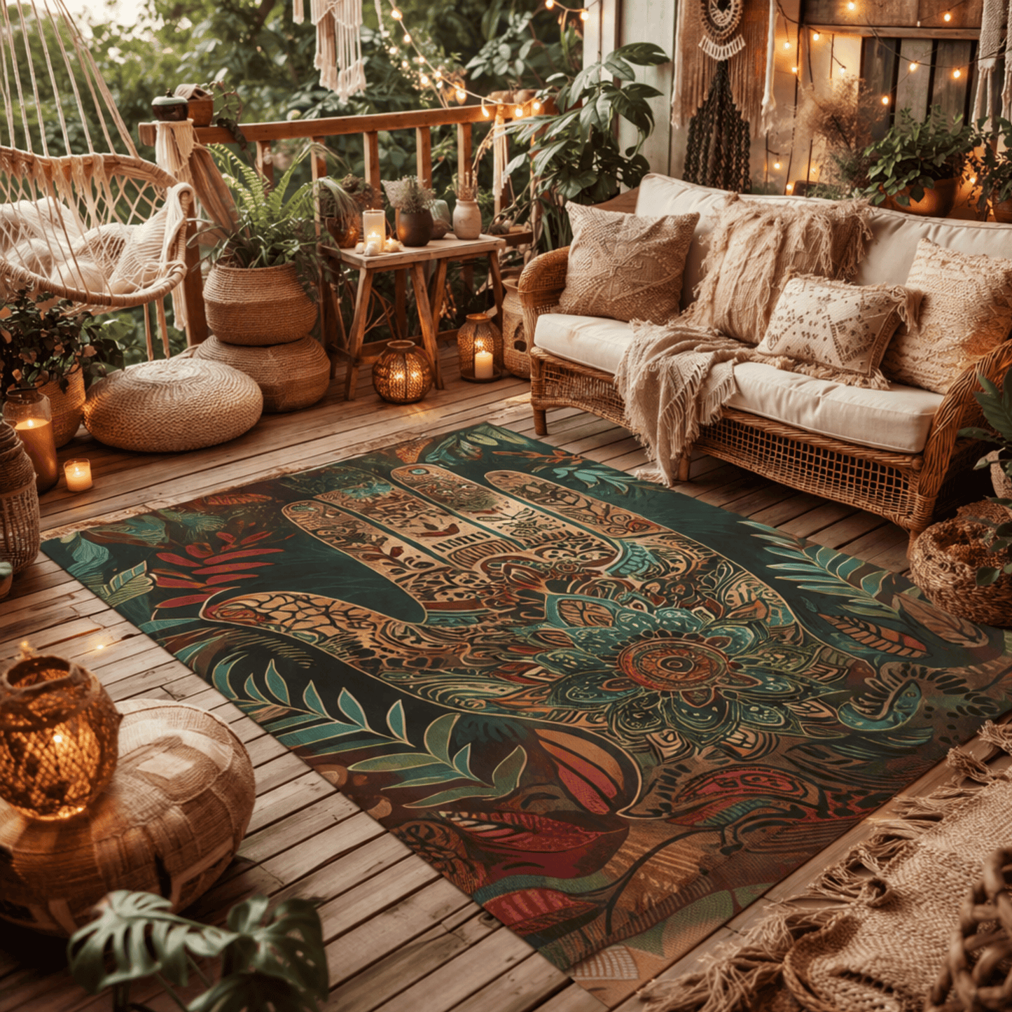 Mystic Hand Outdoor Rug — Boho Patio Rug