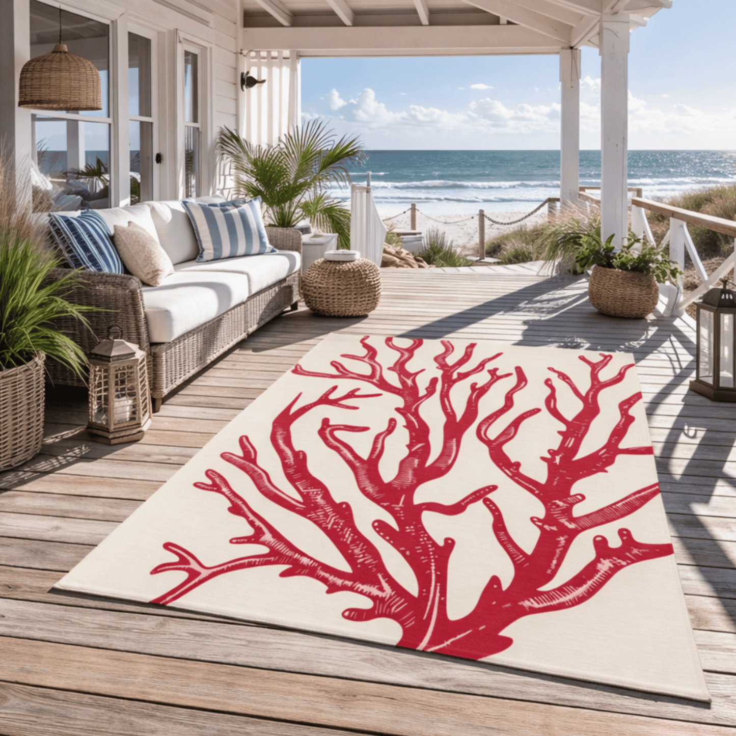 Coral Reef Outdoor Rug — Coastal Patio Rug