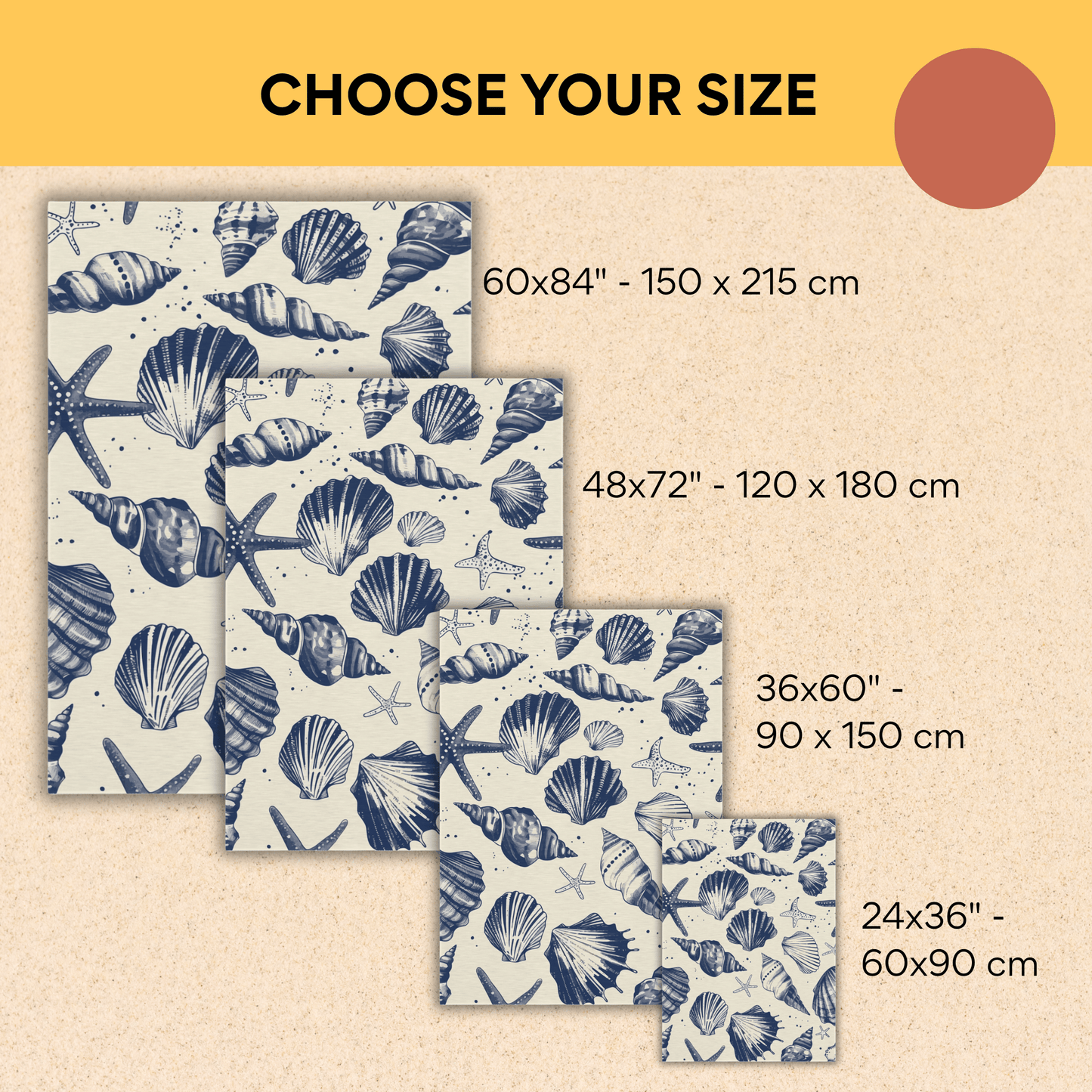Seashell Sketch Nautical Outdoor Rug — Coastal Patio Rug