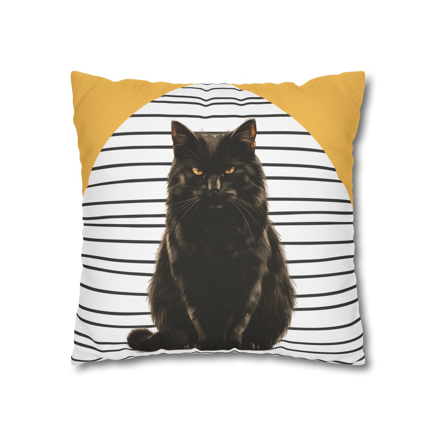 Cat Pillow Cover, Black Cat Cushion, Modern Striped Decorative Throw Pillow