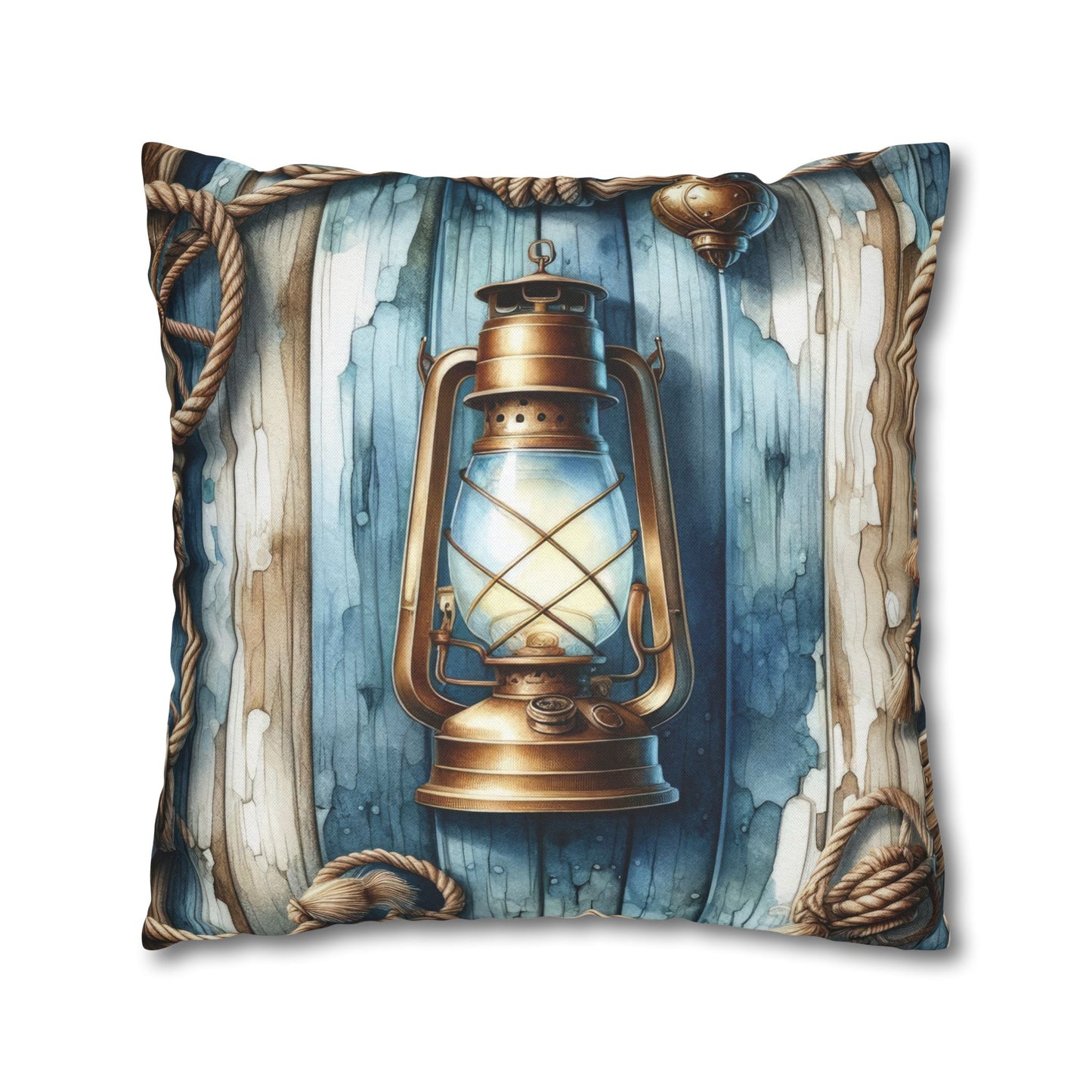 Nautical Boat Pillow Cover with Vintage Lantern