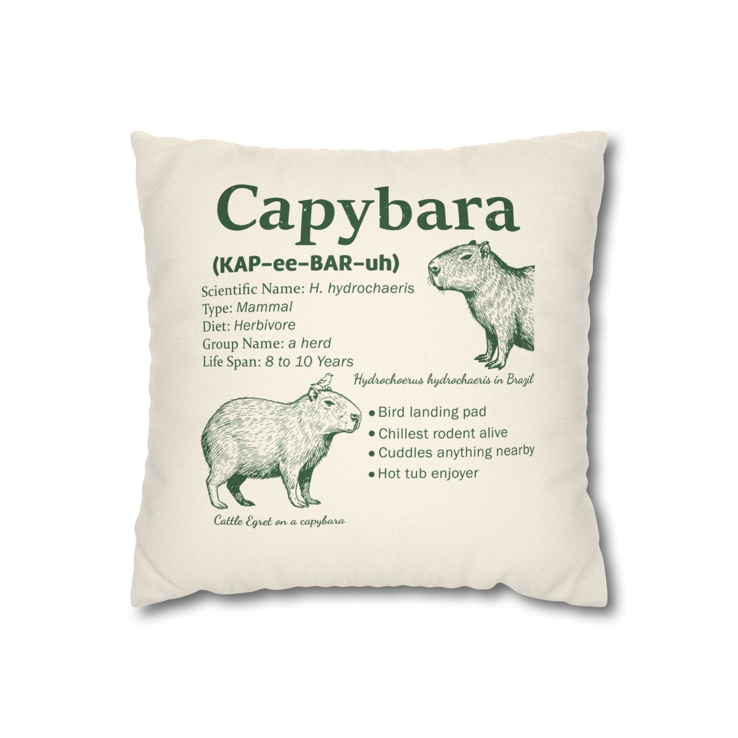Capybara Gift Pillow Cover in Vintage Botanical Style