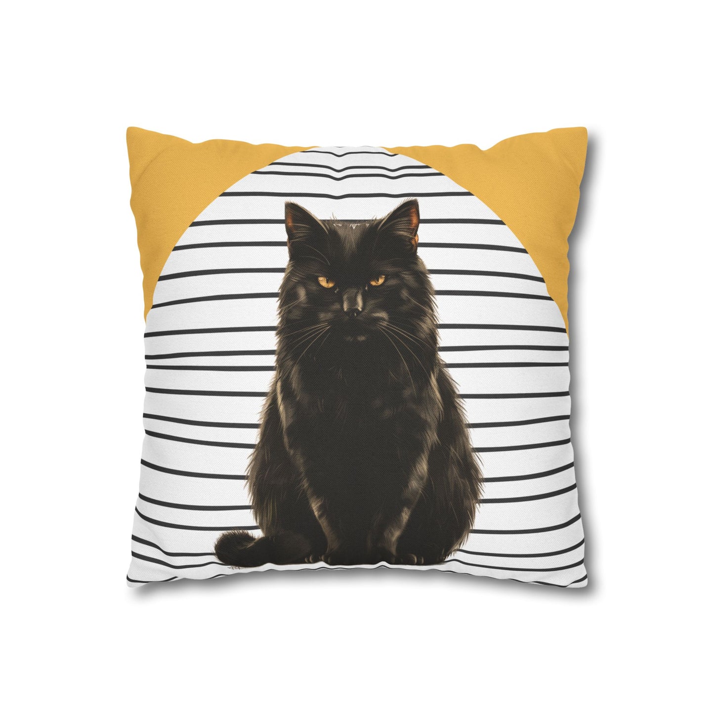 Cat Pillow Cover, Black Cat Cushion, Modern Striped Decorative Throw Pillow