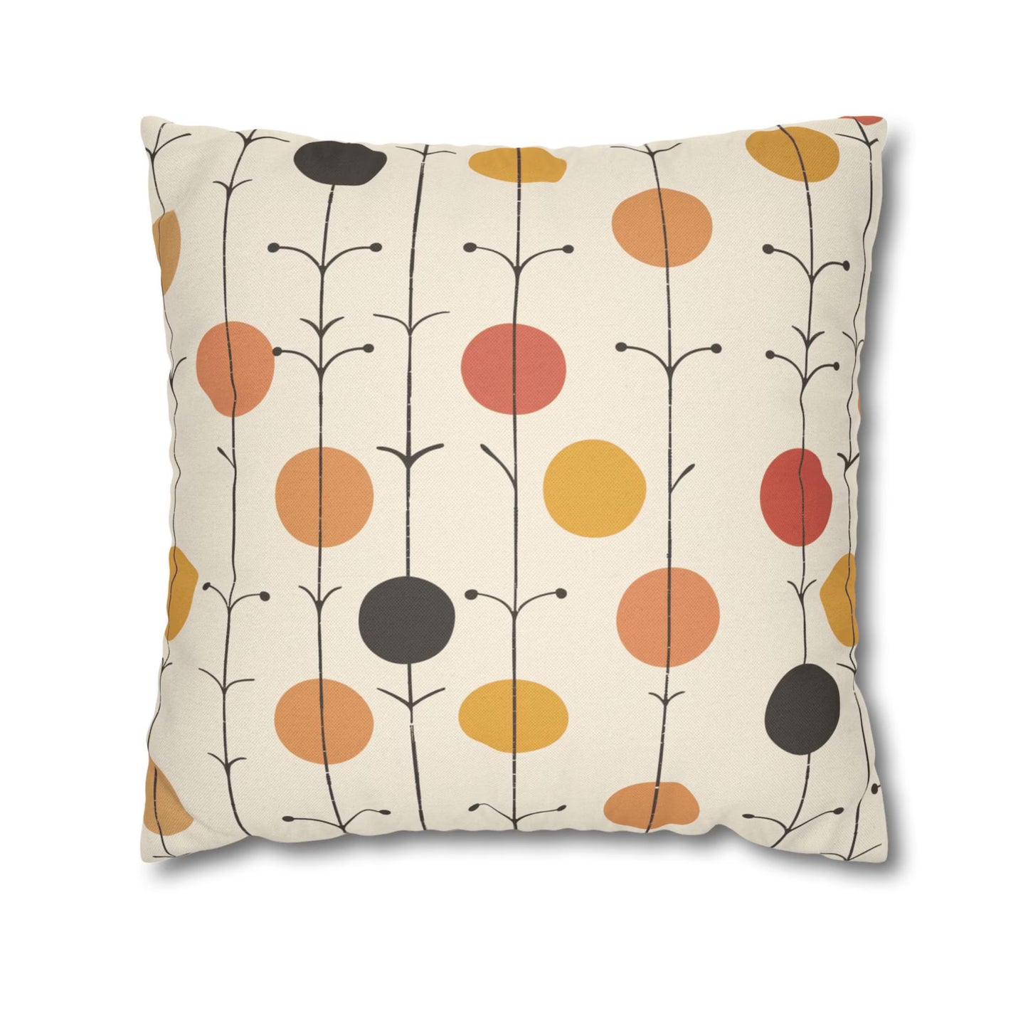 Scandinavian Pillow Cover with Floral Dot Pattern