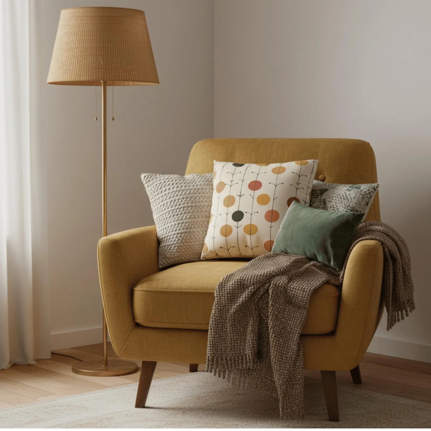 Scandinavian Pillow Cover with Floral Dot Pattern