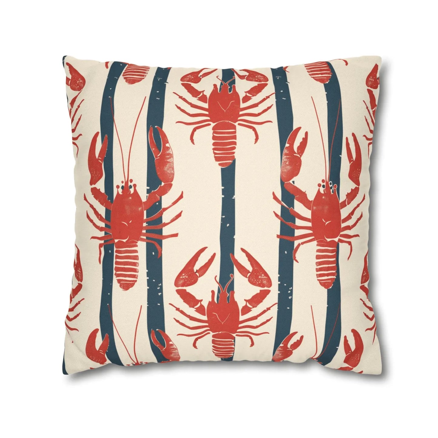 Nautical Pillow Cover with Lobster Stripe Pattern