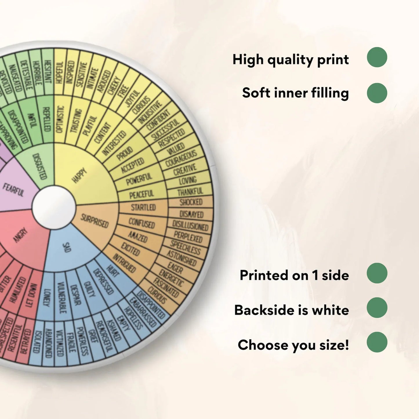 Round Wheel of Emotions Pillow