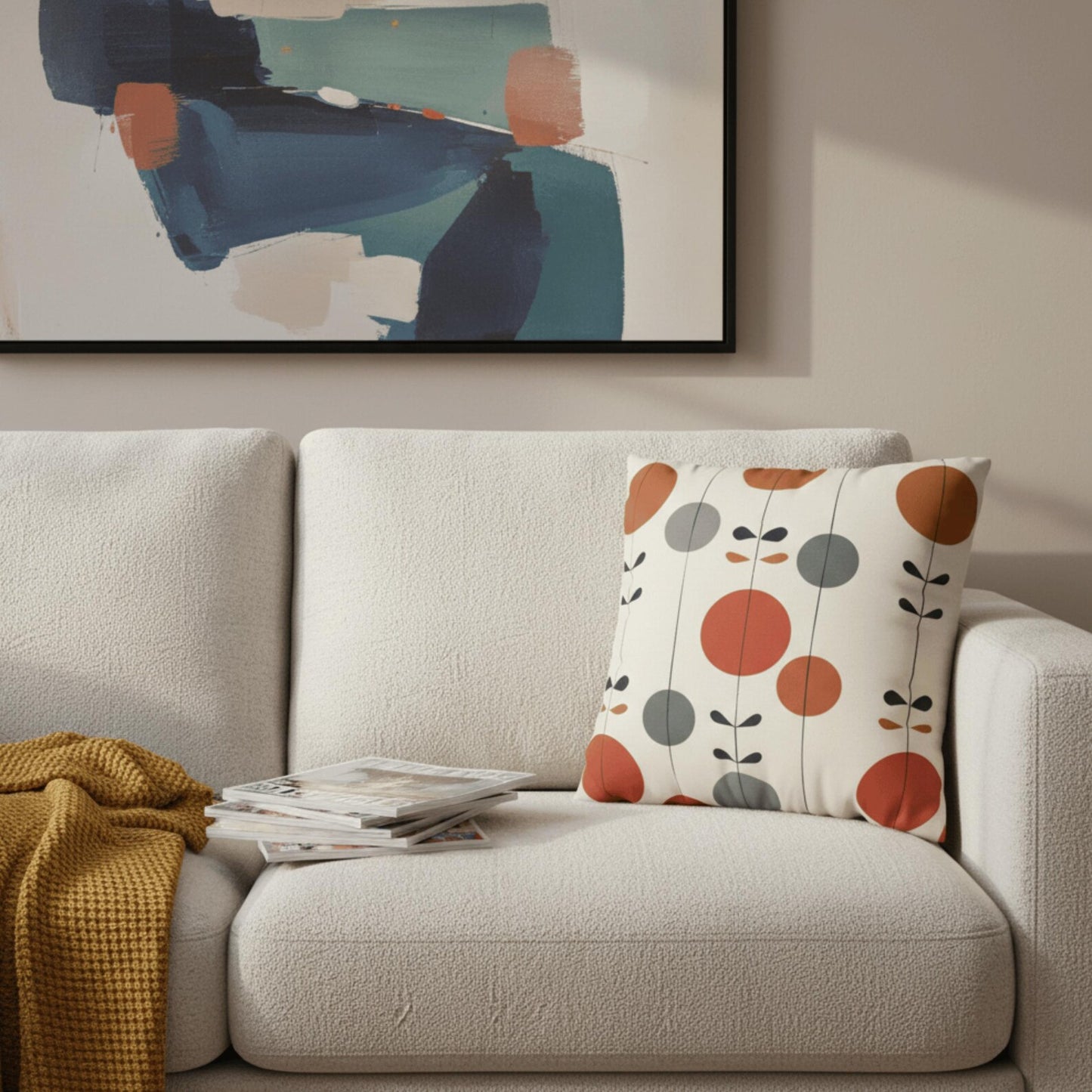 Scandinavian Pillow Cover with Abstract Dot Pattern
